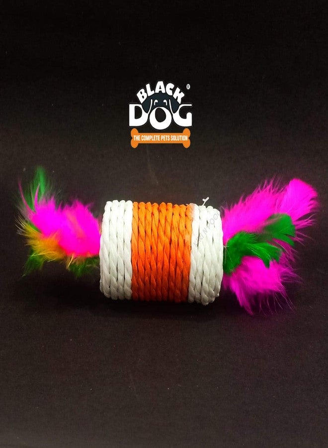 Black Dog BLACKDOG Kitten Toys Rope and Feathers with Inside Interactive with Multi Color Toys, Cat/Dog/Puppies Exercise Toy Round Balls, Safe for Your Kitty/Puppy, Color May Vary, Medium (Cats 012 Toys Rope) - Image 1
